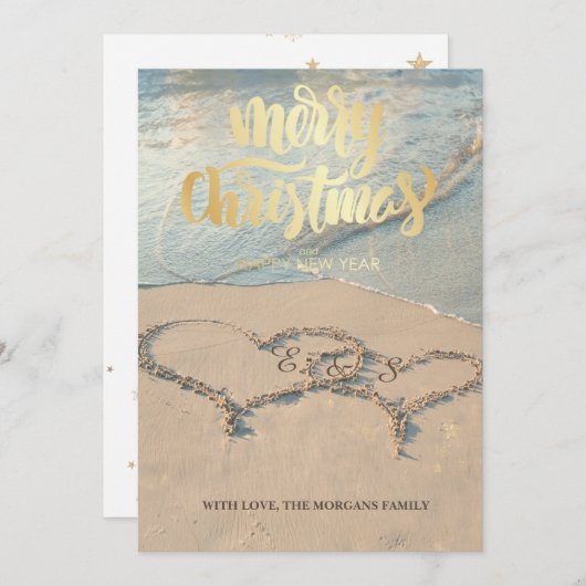 Photo Merry Christmas Beach Hearts  (正面/裏面)