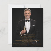 Photo milestone birthday gold invitation (正面)