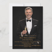 Photo milestone gold birthday 招待状 (正面)