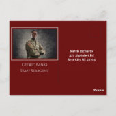 Photo Military Retirement Invitation Gold Crest ポストカード (裏面)