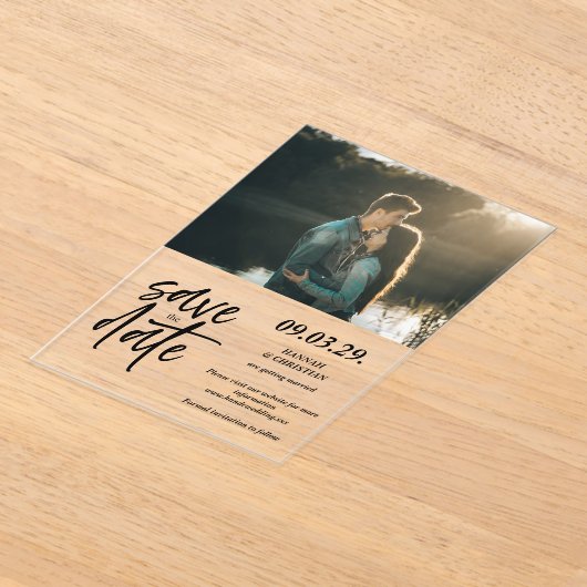 Photo Minimalist Save the date アクリル招待状 (レイダウン)