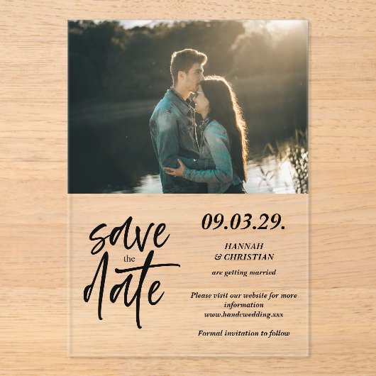 Photo Minimalist Save the date アクリル招待状 (正面)