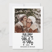 Photo Minimalistic Snowflakes Christmas Mr and Mrs シーズンカード (正面)