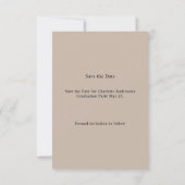 Photo mocha beige Graduation party Save the Date セーブザデート (裏面)