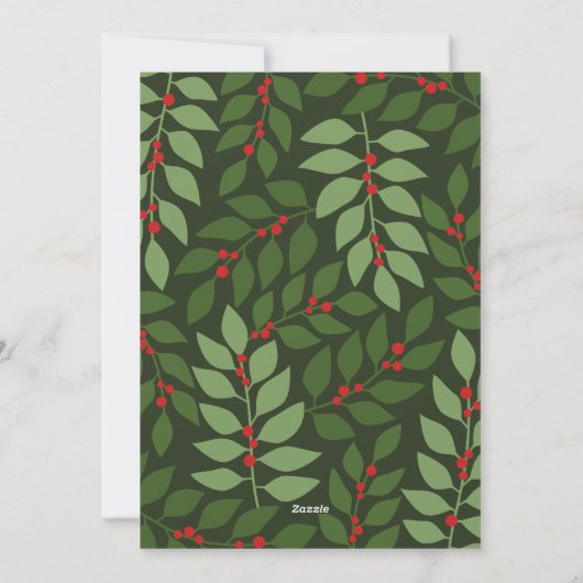 Photo modern berries joy branches Christmas シーズンカード (裏面)