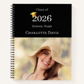 Photo Modern Black Senior Graduate ノートブック (正面)