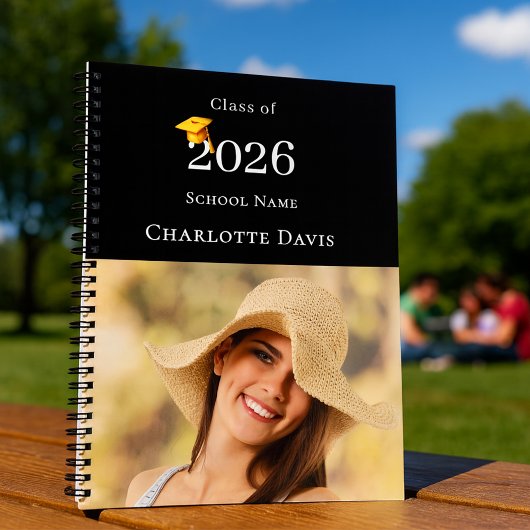 Photo Modern Black Senior Graduate ノートブック