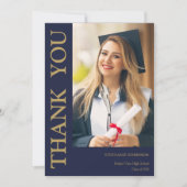 Photo Modern Blue Gold Graduation Thank You   サンキューカード (正面)