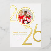 Photo Modern Bold White 2026 Holiday Gold Card 箔招待状 (正面)