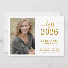 Photo Modern Gold Graduation 2026 Announcement 招待状