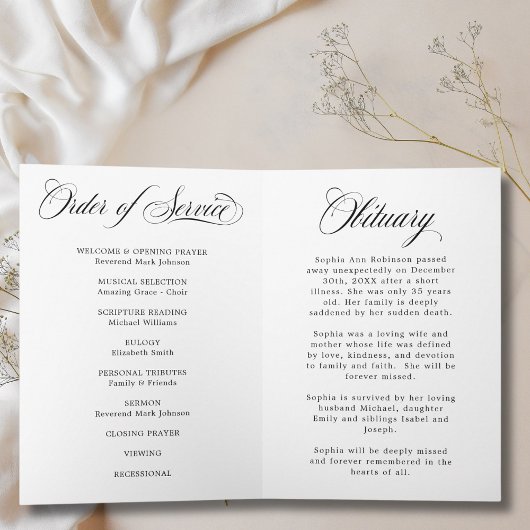 Photo Modern Memorial Order of Service Program  カード