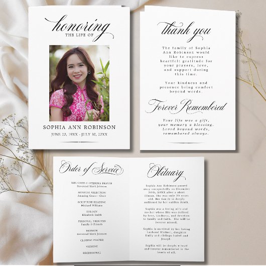 Photo Modern Memorial Order of Service Program  カード