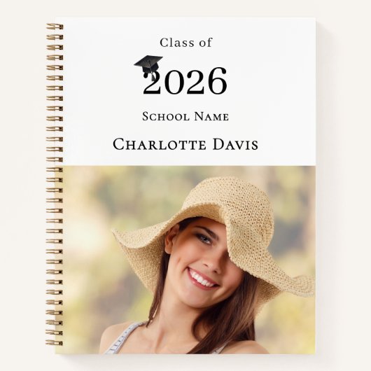  Photo Modern Senior Graduate Class of 2026 ノートブック (正面)