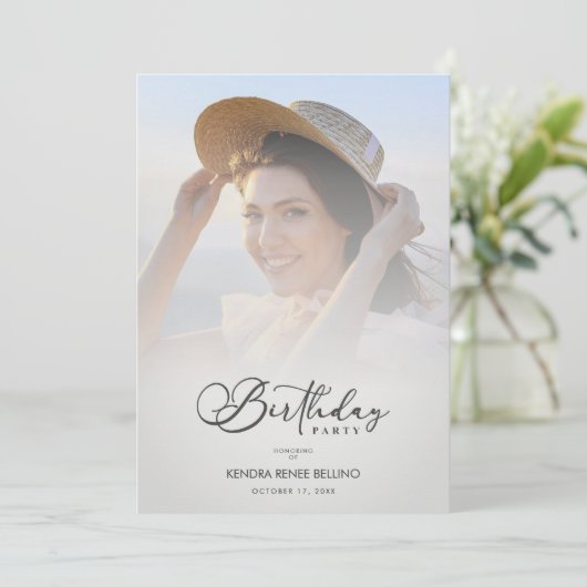 Photo Modern Transparency Overlay Vellum Effect 招待状 (スタンド正面)