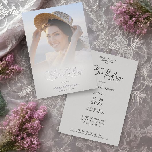 Photo Modern Transparency Overlay Vellum Effect 箔招待状