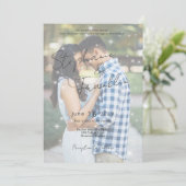 Photo Modern Vellum Sparkle Wedding Invitation 招待状 (スタンド正面)