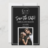 Photo Monogram Save the Date Magnet  マグネット招待状 (正面)
