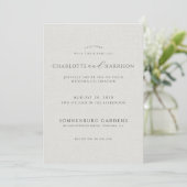 Photo Monogram White Faux Linen Wedding Invitation 招待状 (スタンド正面)