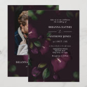 PHOTO Moody Purple開花グランジ結婚's 招待状 (正面/裏面)