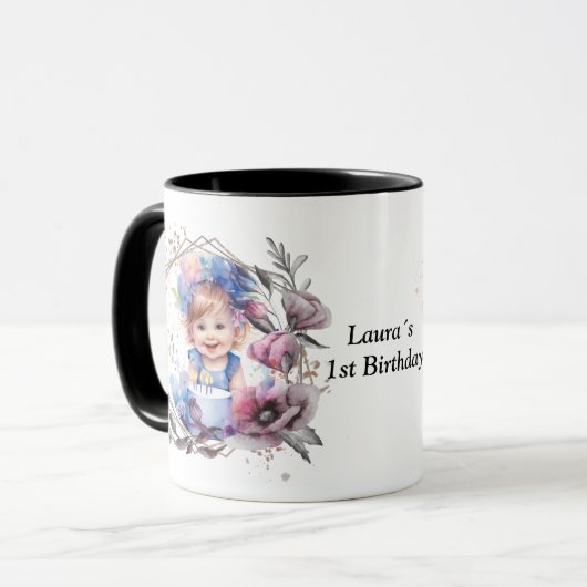 Photo mug with flower frame マグカップ (正面左)