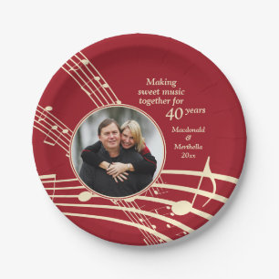 Photo MUSIC モダン 40回結婚Rubyの記念日 ペーパープレート