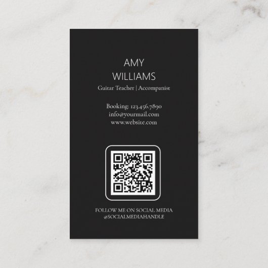 Photo Music Teacher Singer Songwriter QR Code 名刺 (裏面)