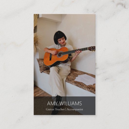 Photo Music Teacher Singer Songwriter QR Code 名刺 (正面)