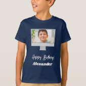 Photo name birthday boy blue tシャツ (正面)