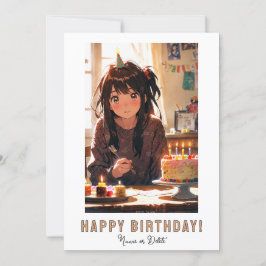 *PHOTO NAME Birthday Cake ANIME Girl  招待状