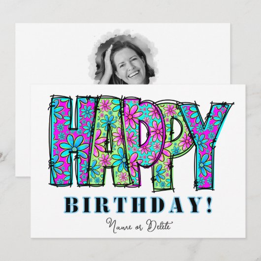 *PHOTO NAME Birthday Card Event Personalize 招待状 (正面/裏面)