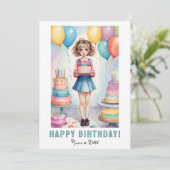 *PHOTO NAME Birthday Card Girl Cake 招待状 (スタンド正面)