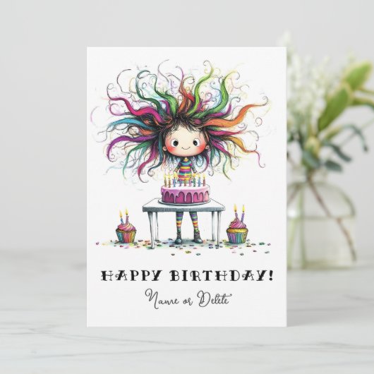 * # PHOTO NAME Birthday Card Personalize Whimsical 招待状 (スタンド正面)