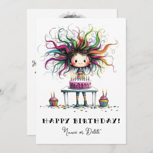 * # PHOTO NAME Birthday Card Personalize Whimsical 招待状 (正面/裏面)