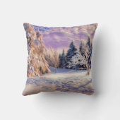 Photo Name Winter Scenery Purple Pink Watercolor  クッション (裏面)