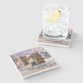 Photo Name Winter Scenery Purple Pink Watercolor  ストーンコースター (横)