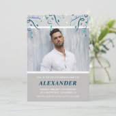 Photo Navy blue紙吹雪の誕生日41日 招待状 (スタンド正面)