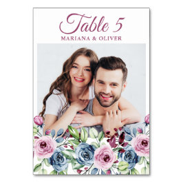 Photo Navy Blue Burgundyフローラ結婚のテーブル番号 テーブルナンバー