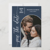 Photo Navy Blue QR Code 結婚's セーブザデート (正面)