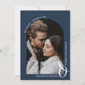 Photo Navy Blue QR Code 結婚's セーブザデート (正面)