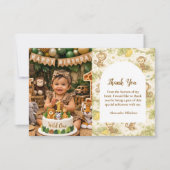 Photo Neutral Jungle Animals Wild One Birthday サンキューカード (正面)