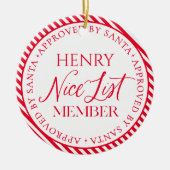 Photo Nice List Member Approved By Santa Christmas セラミックオーナメント (正面)