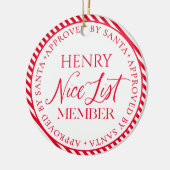 Photo Nice List Member Approved By Santa Christmas セラミックオーナメント (左)