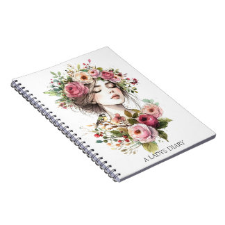 Photo Notebook Diary Women with Roses-Wreath ノートブック