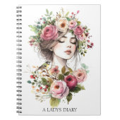 Photo Notebook Diary Women with Roses-Wreath ノートブック (正面)