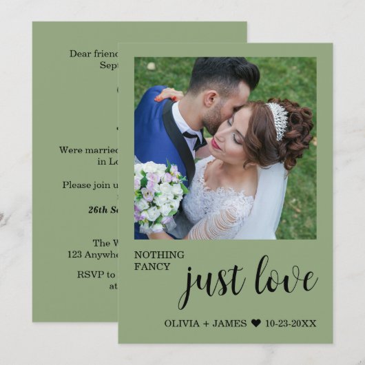 Photo Nothing Fancy Just Love Wedding Reception   招待状 (正面/裏面)