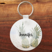 Photo of 2 Pineapples on a Beach キーホルダー (正面)