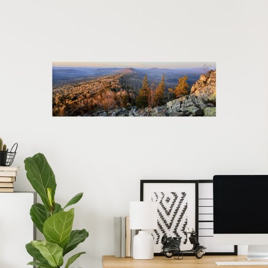 photo of a mountainous autumn forest, mountains, p ポスター (ホームオフィス)