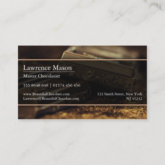 Photo of Dark Chocolate, Chocolatier Business Card 名刺 (裏面)