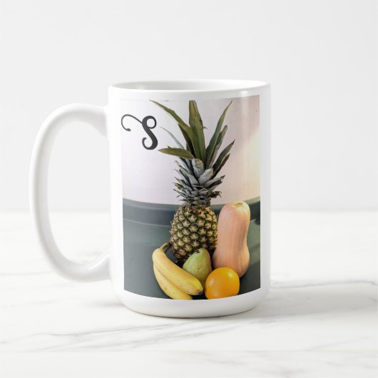 Photo of Fruit with Bible Verse カスタムイニシャル コーヒーマグカップ (左)