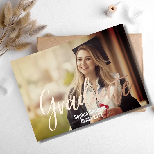 Photo of Graduation with Metallic relief 箔招待状